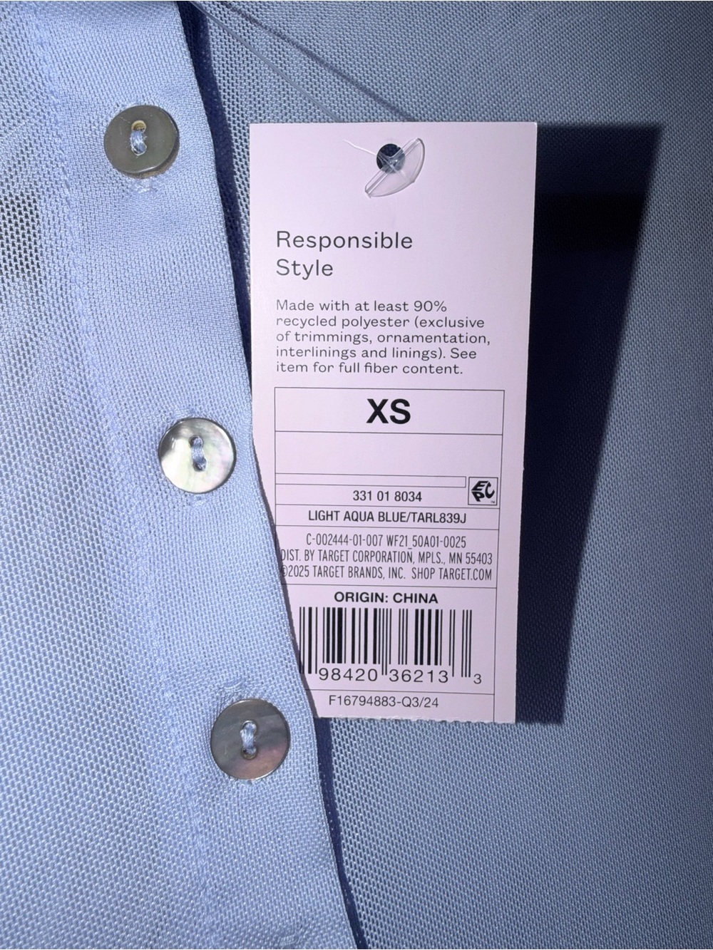 wild fable Lavender Sheer Long-Sleeve Button Crop Top - Picture 3 of 4